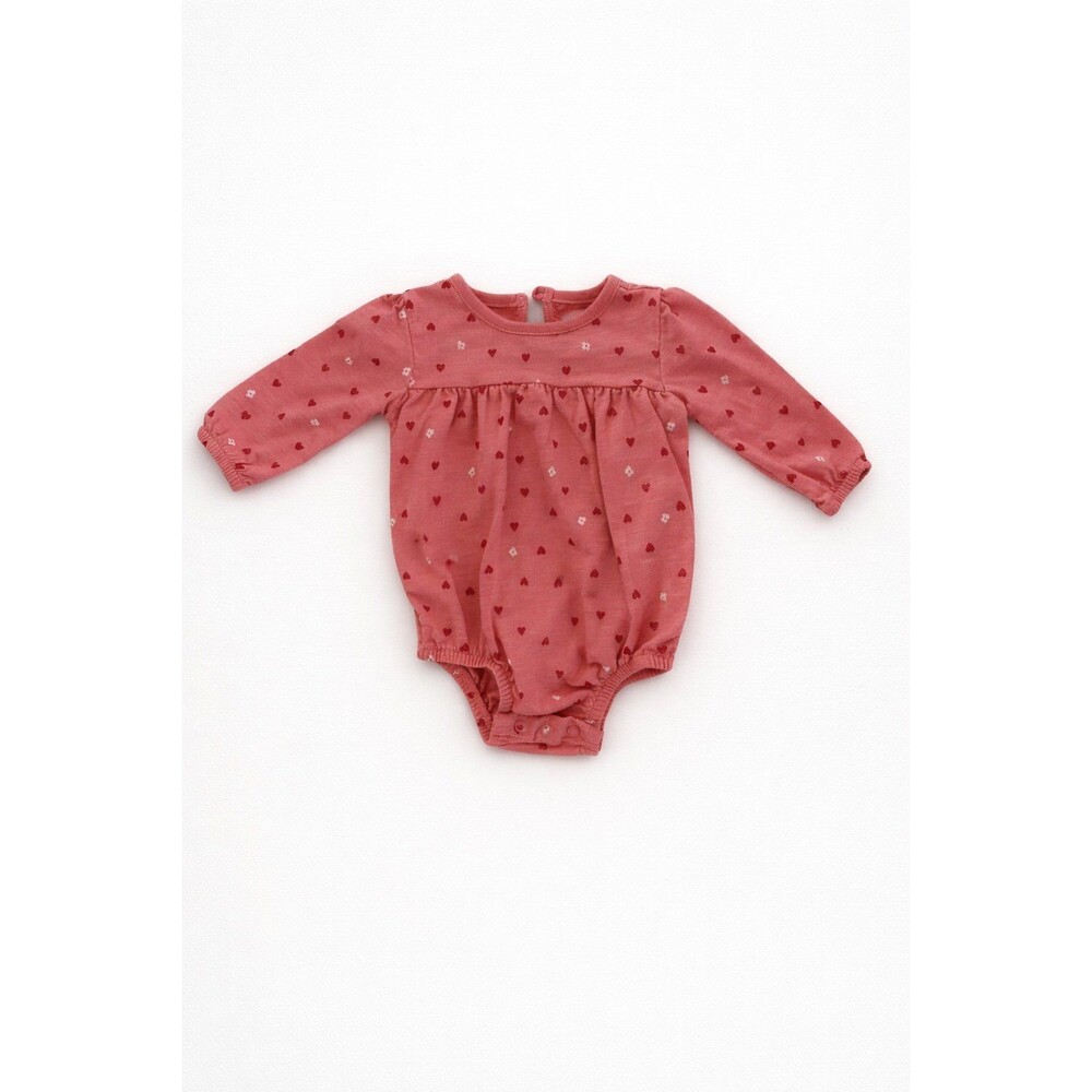 Garanimals Baby Girl 6-9M Pink Hearts Bubble Long Sleeve Onesie